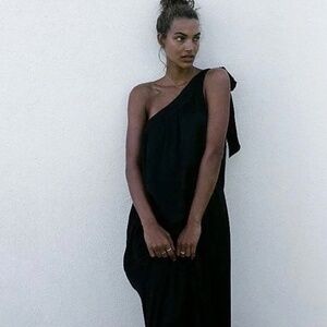 NWT Free People Soa Black One-Shoulder Dress Medium